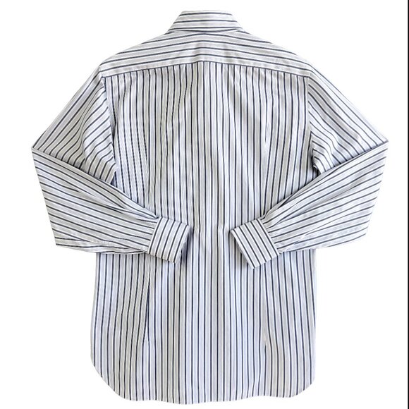KITON Striped luxury Dress Shirt Blue White Made in Italy Size 15.5 /39 - Picture 2 of 13